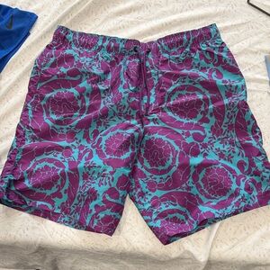 Versace Teal and Purple Floral Swim Shorts